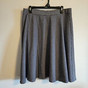 Talbots Navy and Gray Geometric A-Line Skirt Size 14